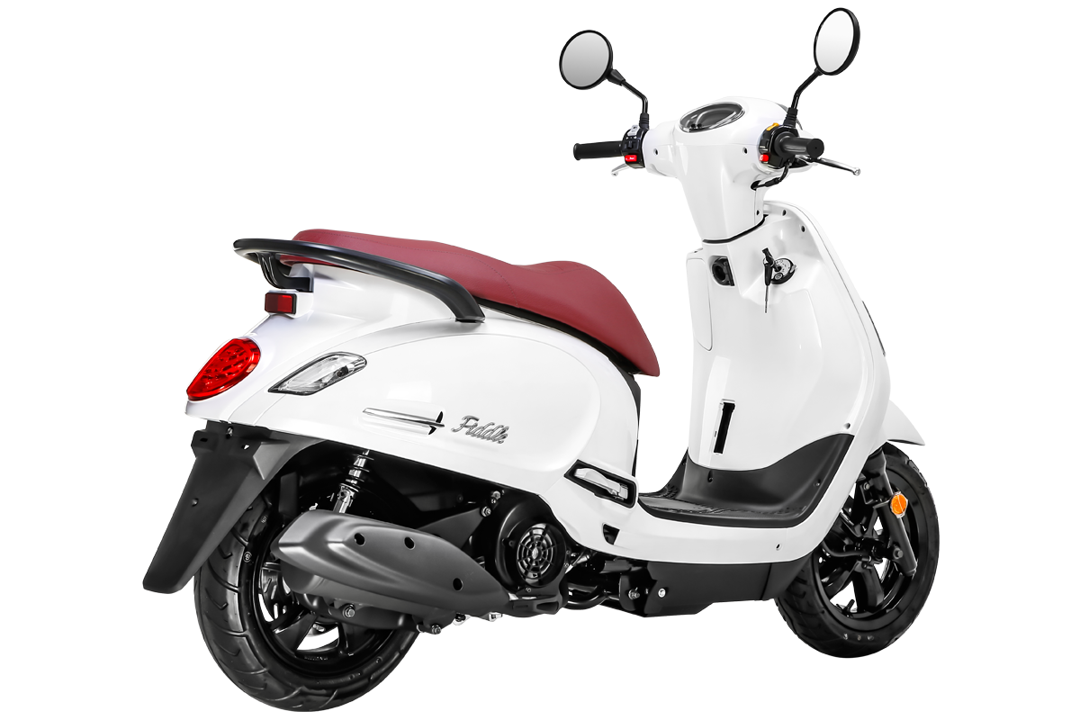 White store scooter motorcycle